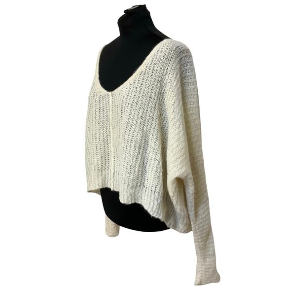 Free People Moonbeam Sweater Size L Alpaca Blend Ivory Boho Slouchy Pullover - Picture 3 of 11